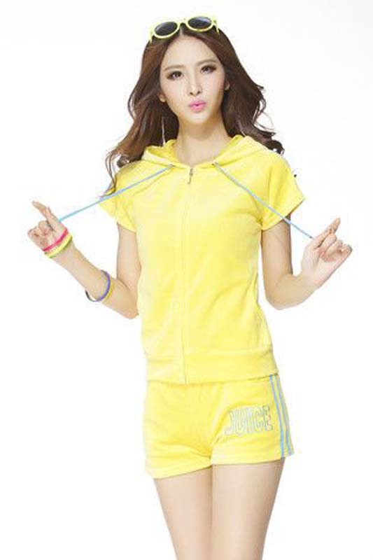 Juicy Couture Pearl Velour Short Tracksuits Yellow 1147C831